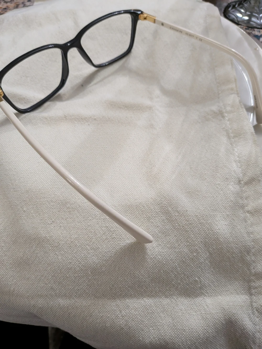 COACH Women’s Black and Ivory Rectangular Eyeglass Frames